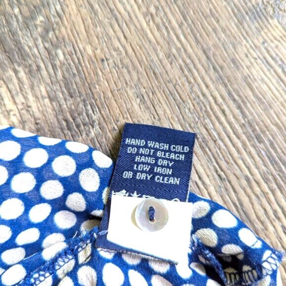 Max Edition Navy & White Polka Dot Short Sleeve Blouse – Size S - Picture 6 of 10